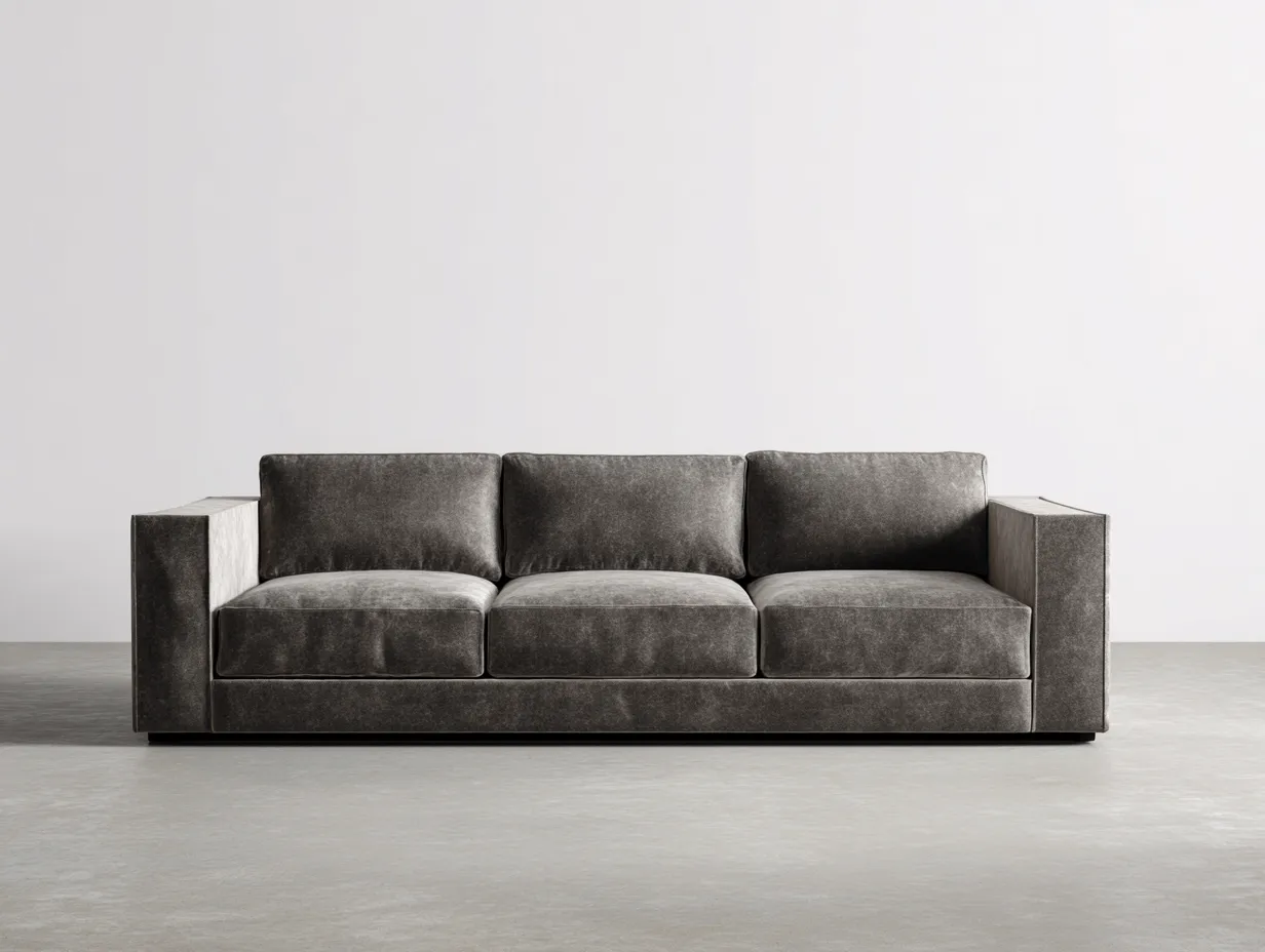 Sofá lineal tapizado de tela 220x95x80 cm - gris oscuro - diseño contemporáneo para salón-Casagetloft