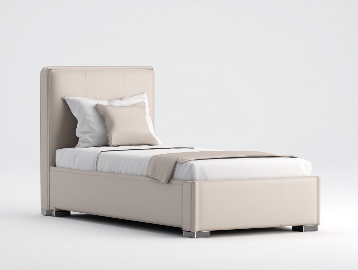 Camas individuales tapizada tela acolchada 200x90x110 cm - Beige - Diseño contemporáneo-Casagetloft