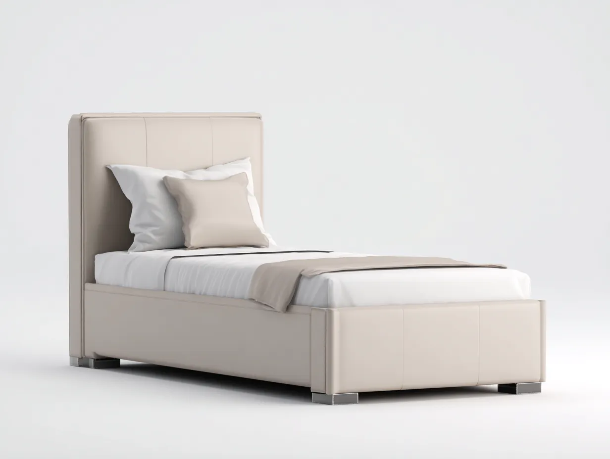 Camas individuales tapizada tela acolchada 200x90x110 cm - Beige - Diseño contemporáneo-Casagetloft