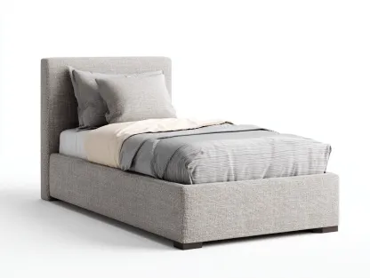 Camas individuales tapizadas tejido textil 200x90x105 cm - gris - diseño moderno-Casagetloft