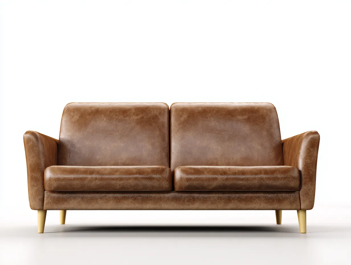 Sofás lineales sofá tapizado de piel sintética 180x85x80 cm - marrón - diseño retro-Casagetloft