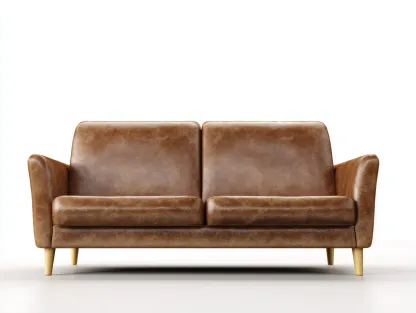 Sofás lineales sofá tapizado de piel sintética 180x85x80 cm - marrón - diseño retro-Casagetloft