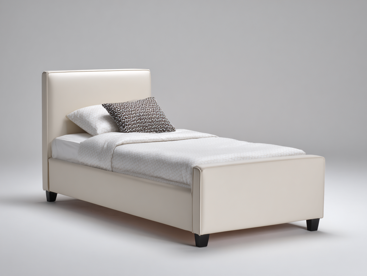 Camas individuales tapizada tela acolchada 200x90x105 cm - Beige - Diseño moderno-Casagetloft