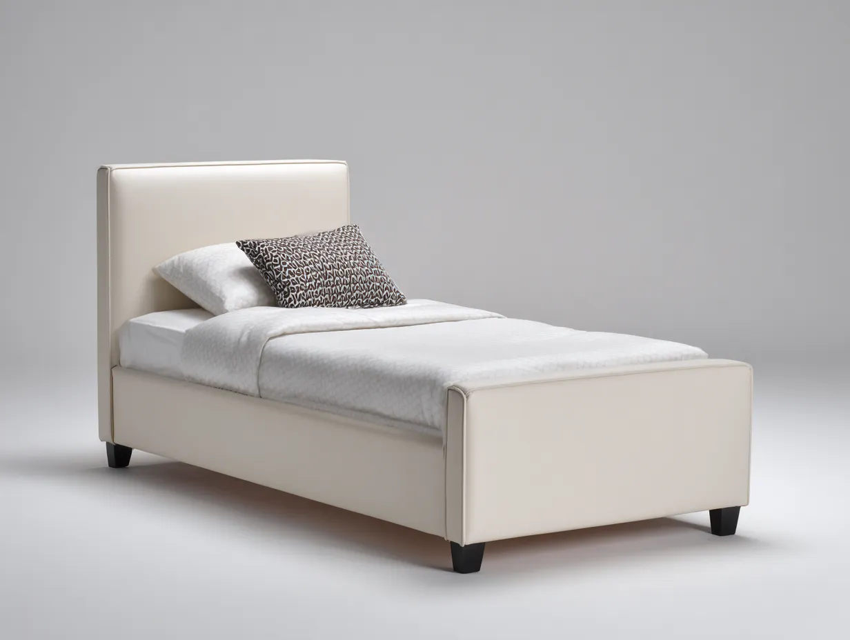 Camas individuales tapizada tela acolchada 200x90x105 cm - Beige - Diseño moderno-Casagetloft