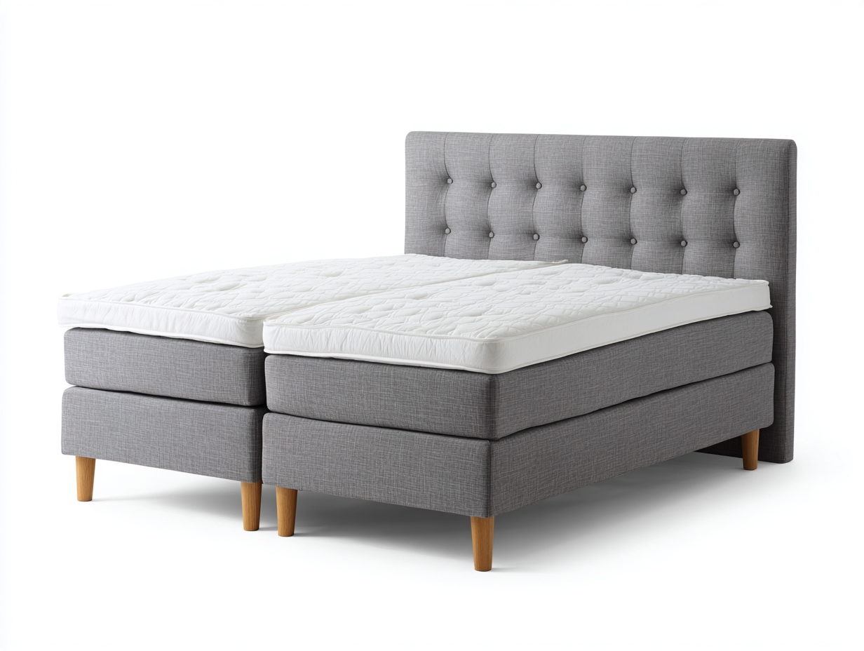 Camas dobles cama tapizada de tela 200x160x120 cm - gris claro - diseño moderno-Casagetloft