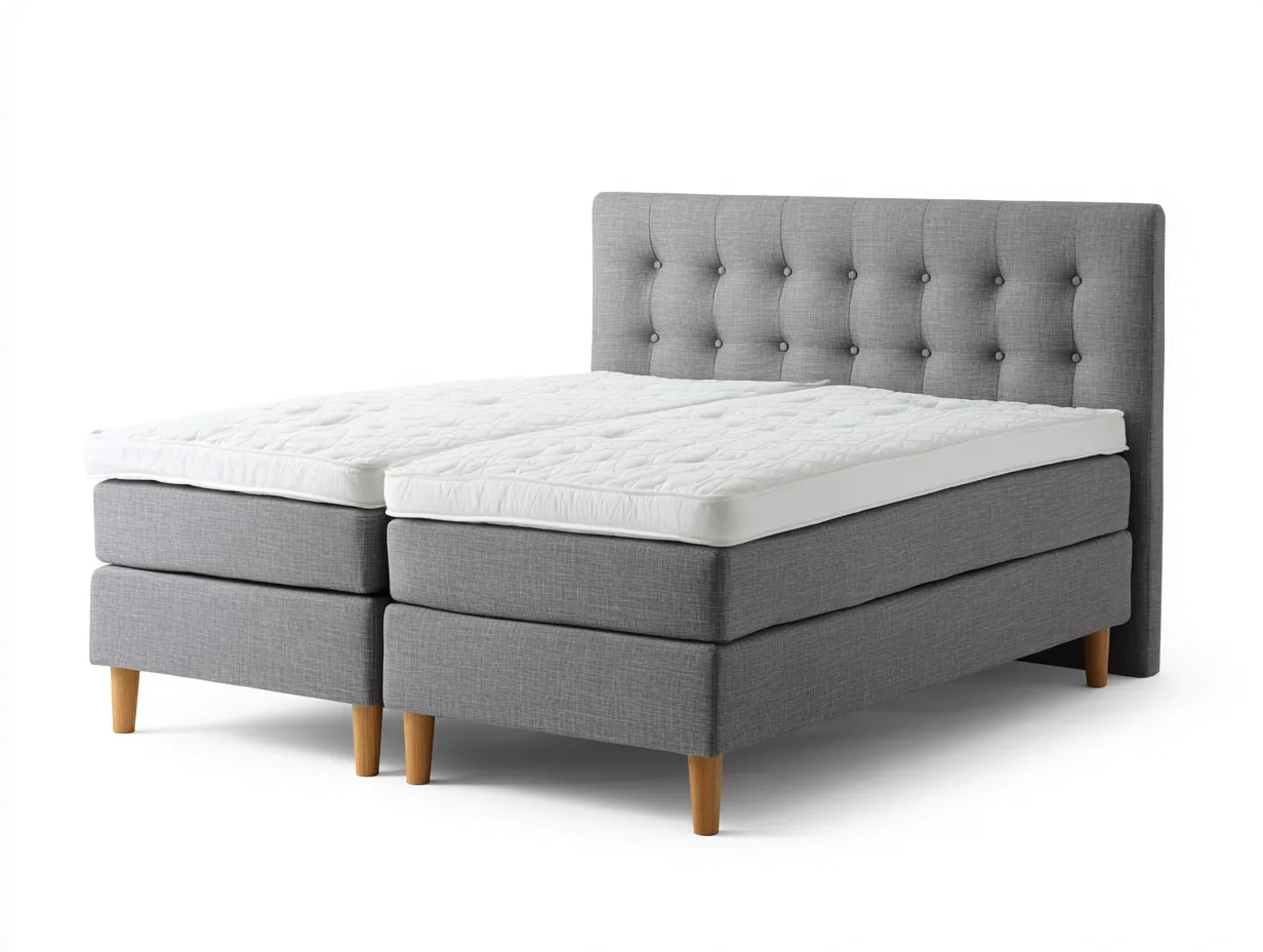 Camas dobles cama tapizada de tela 200x160x120 cm - gris claro - diseño moderno-Casagetloft