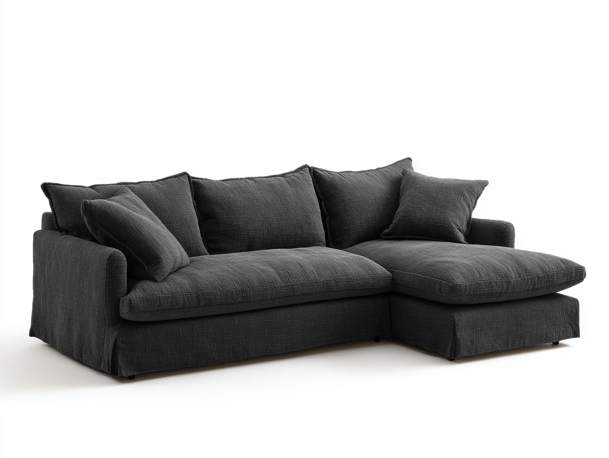 Sofá rinconero tapizado de tela 260x170x80 cm - gris oscuro - diseño contemporáneo para salón-Casagetloft