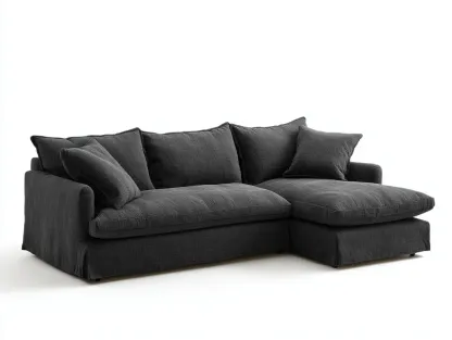 Sofá rinconero tapizado de tela 260x170x80 cm - gris oscuro - diseño contemporáneo para salón-Casagetloft