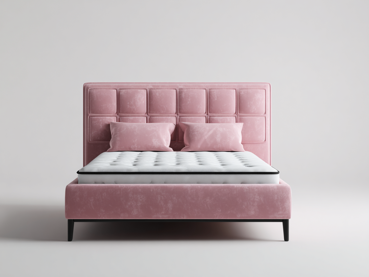 Camas dobles tapizadas tejido aterciopelado 200x160x110 cm - rosa - diseño moderno-Casagetloft