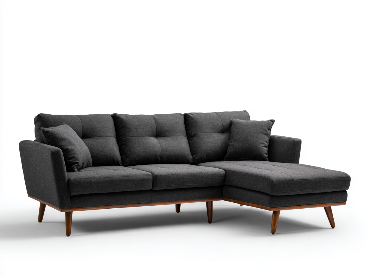 Sofás rinconeros tapizados tejido textil 260x160x85 cm - gris oscuro - diseño moderno-Casagetloft