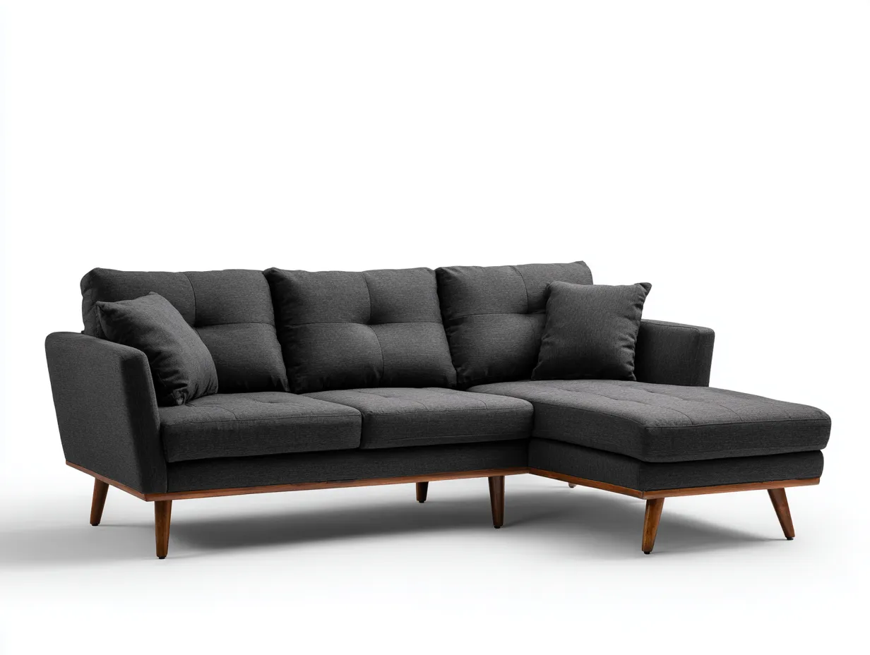 Sofás rinconeros tapizados tejido textil 260x160x85 cm - gris oscuro - diseño moderno-Casagetloft