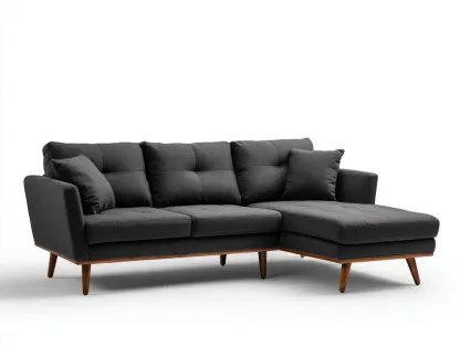 Sofás rinconeros tapizados tejido textil 260x160x85 cm - gris oscuro - diseño moderno-Casagetloft