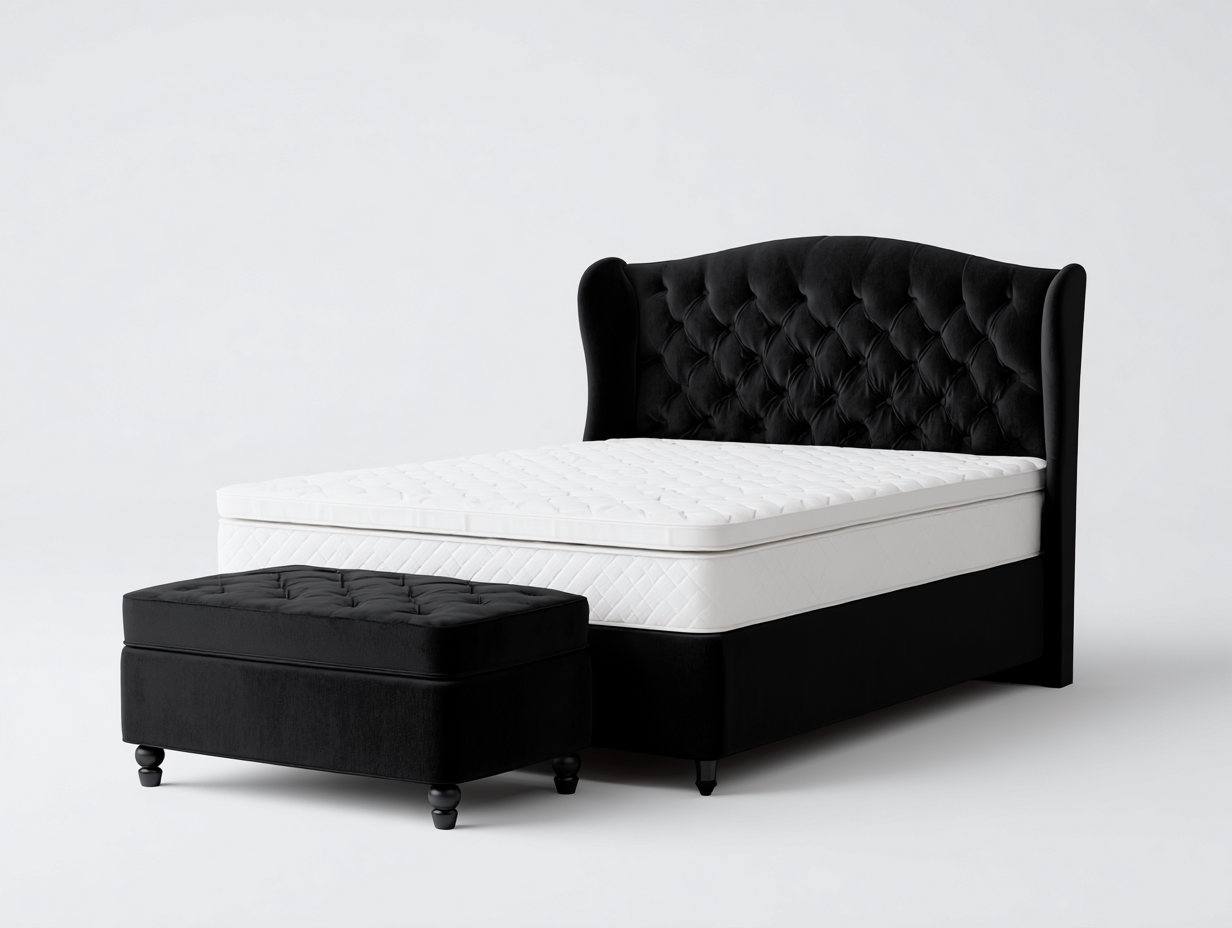 Camas dobles tapizada tela acolchada 200x160x110 cm - Negro - Diseño clásico-Casagetloft