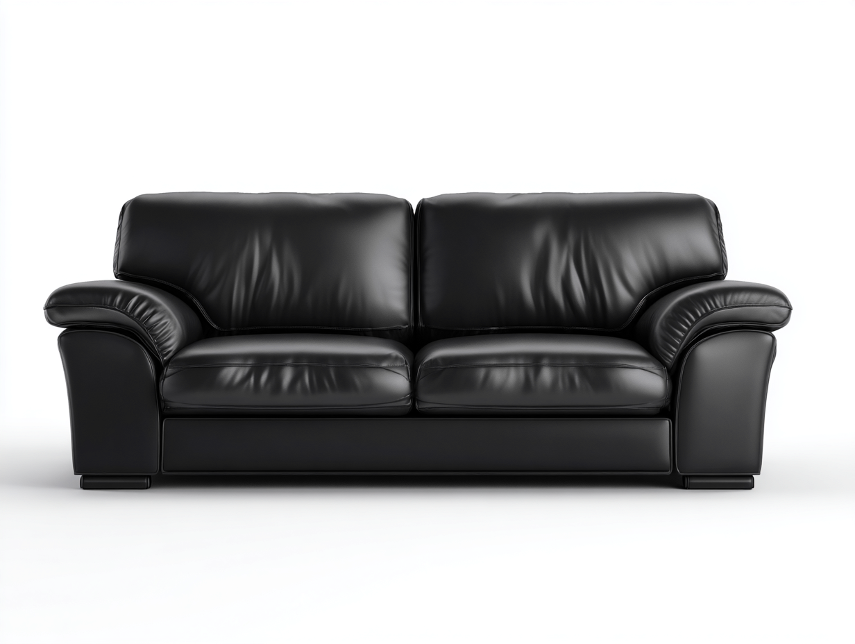 Sofás lineales tapizado 190x90x85 cm - cuero sintético - negro - diseño clásico-Casagetloft