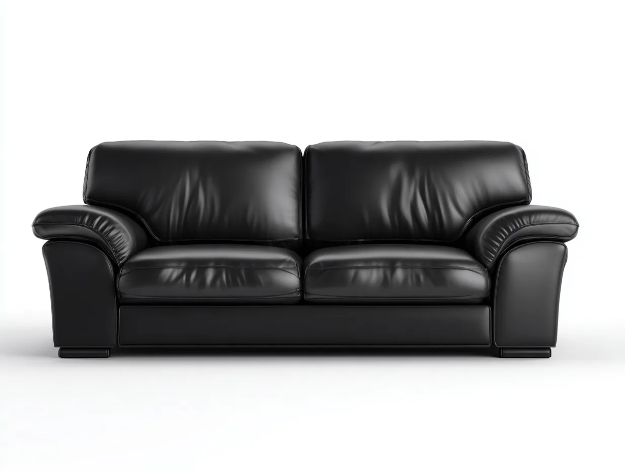 Sofás lineales tapizado 190x90x85 cm - cuero sintético - negro - diseño clásico-Casagetloft