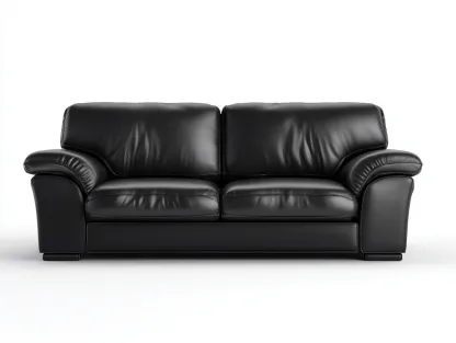 Sofás lineales tapizado 190x90x85 cm - cuero sintético - negro - diseño clásico-Casagetloft