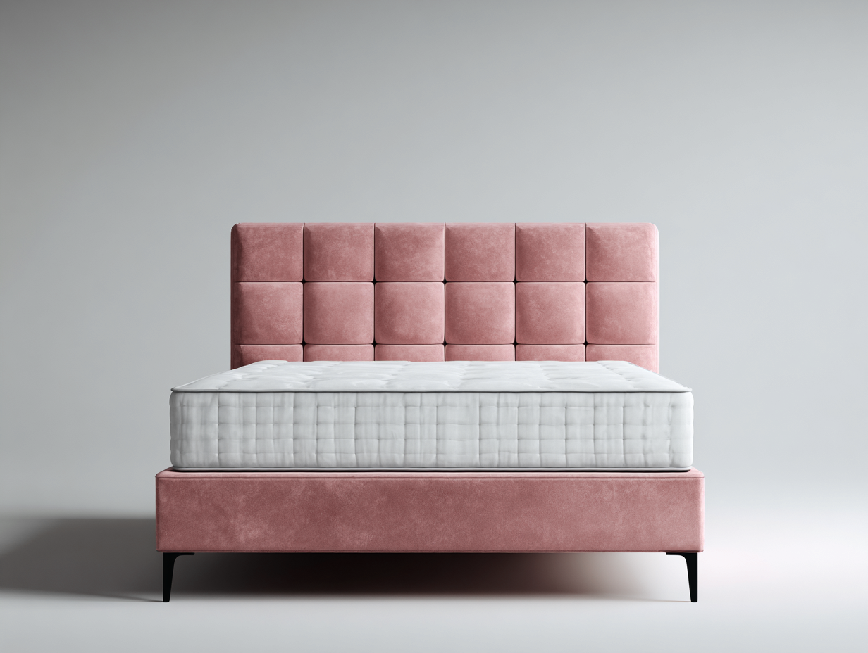 Camas dobles tapizada 200x160x110 cm - tejido aterciopelado - rosa - diseño moderno-Casagetloft