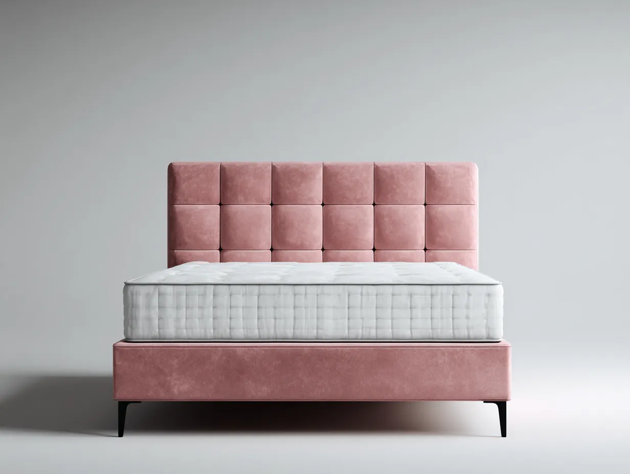 Camas dobles tapizada 200x160x110 cm - tejido aterciopelado - rosa - diseño moderno-Casagetloft