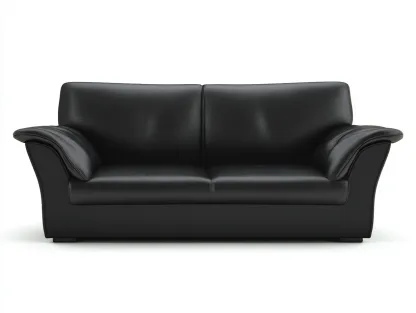 Sofás lineales tapizado cuero sintético 180x90x85 cm - Negro - Diseño clásico-Casagetloft