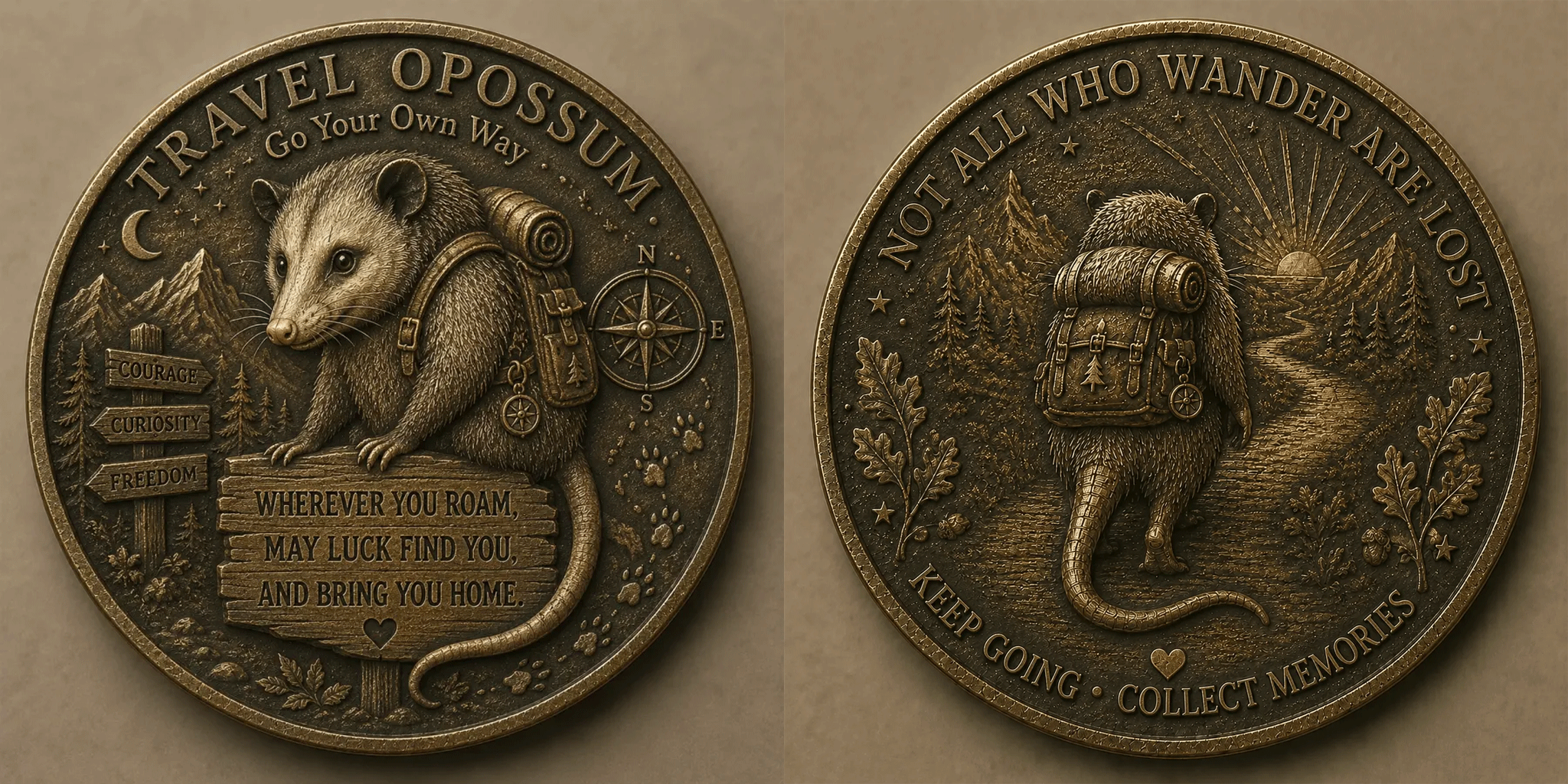 🧭 Travel Opossum Lucky Coin
