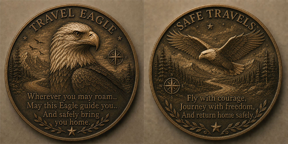 Travel Eagle Safe Travels Coin