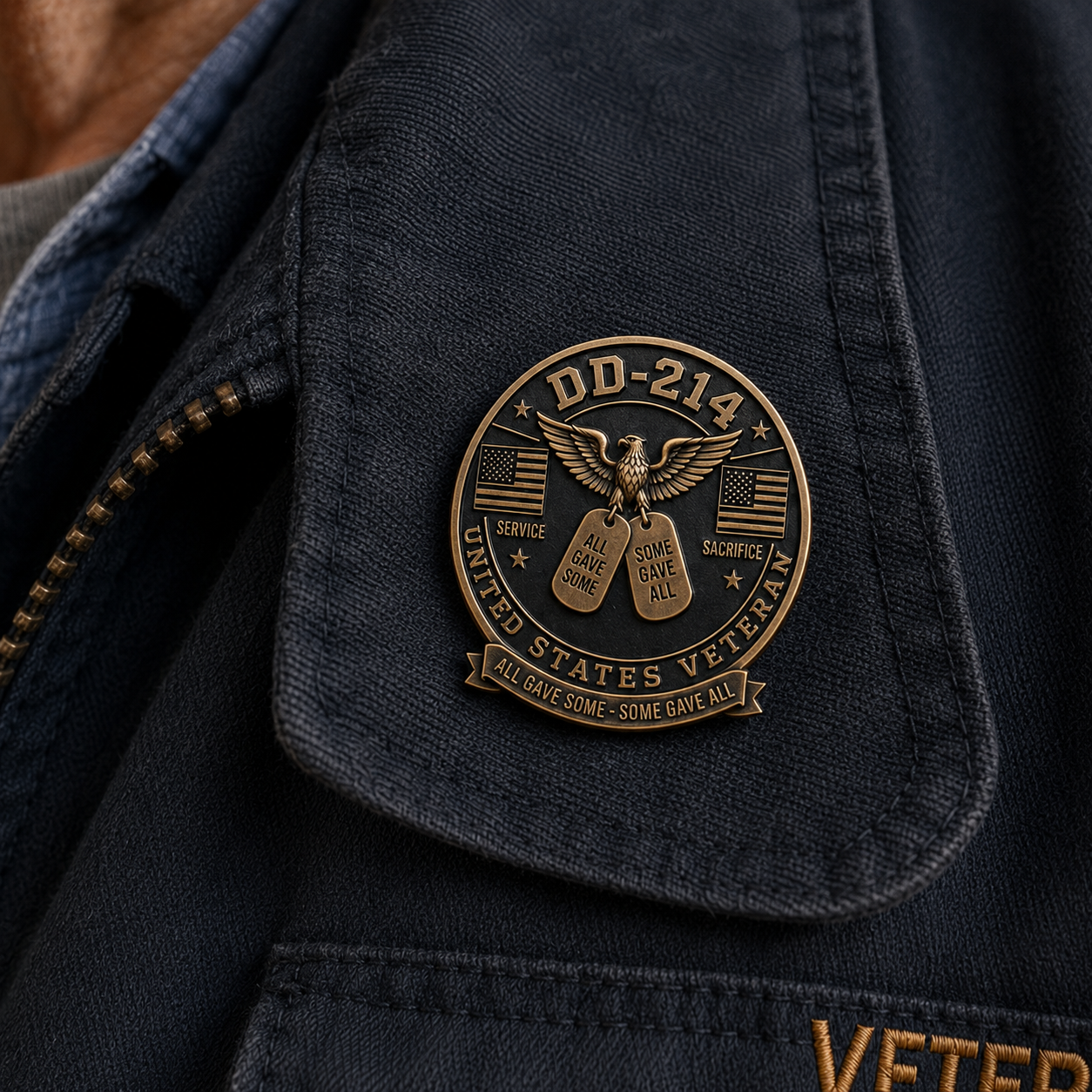 DD-214 United States Veteran Enamel Pin