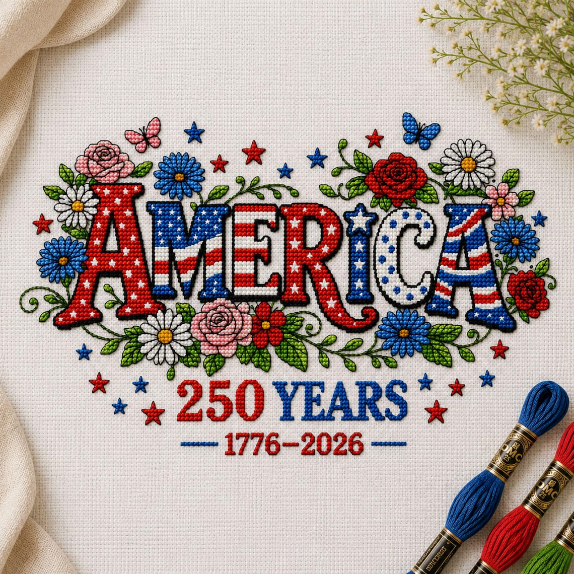 America 250 Years Cross Stitch Kit