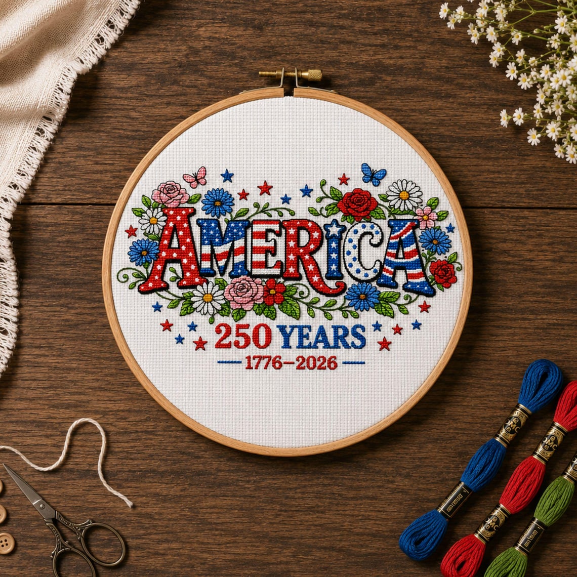 America 250 Years Cross Stitch Kit
