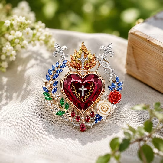 Sacred Heart of Faith Brooch