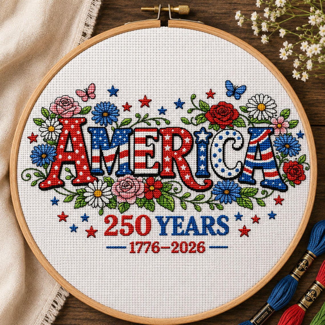 America 250 Years Cross Stitch Kit