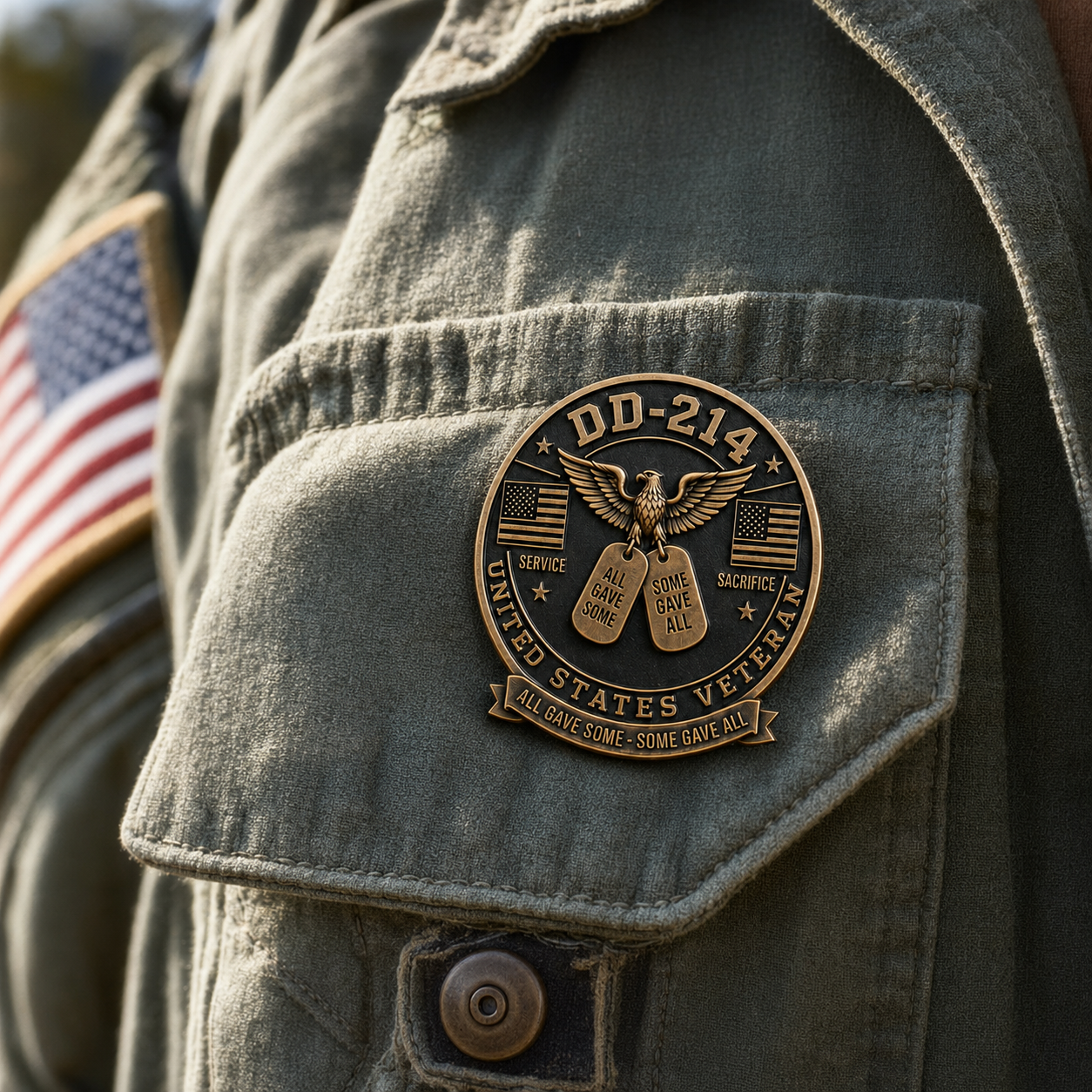 DD-214 United States Veteran Enamel Pin