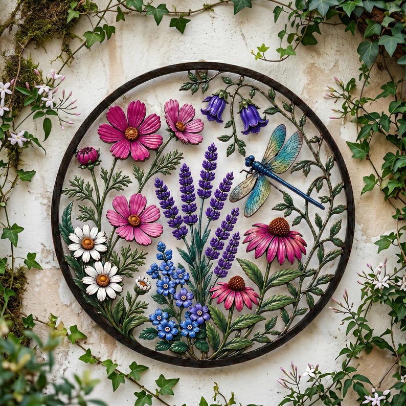 Dragonfly Wildflower Garden Wall Decor
