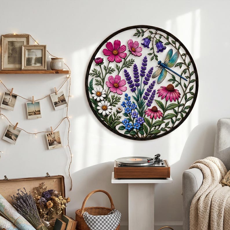 Dragonfly Wildflower Garden Wall Decor