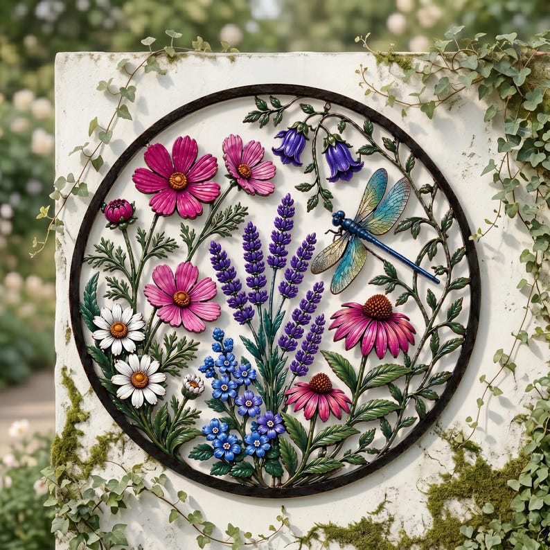 Dragonfly Wildflower Garden Wall Decor