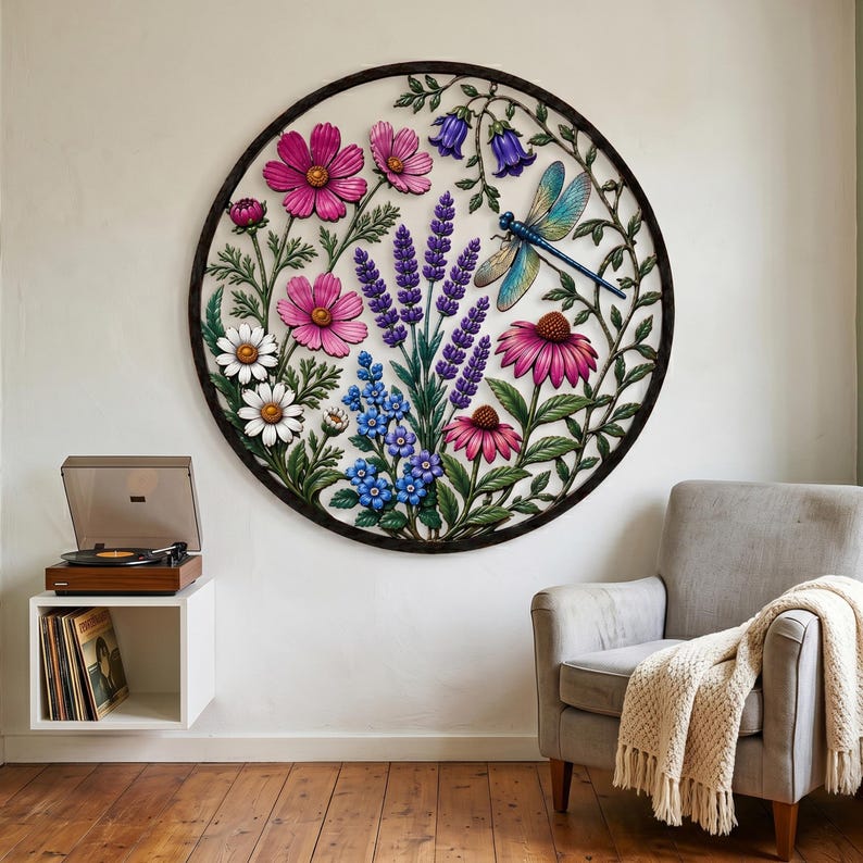 Dragonfly Wildflower Garden Wall Decor