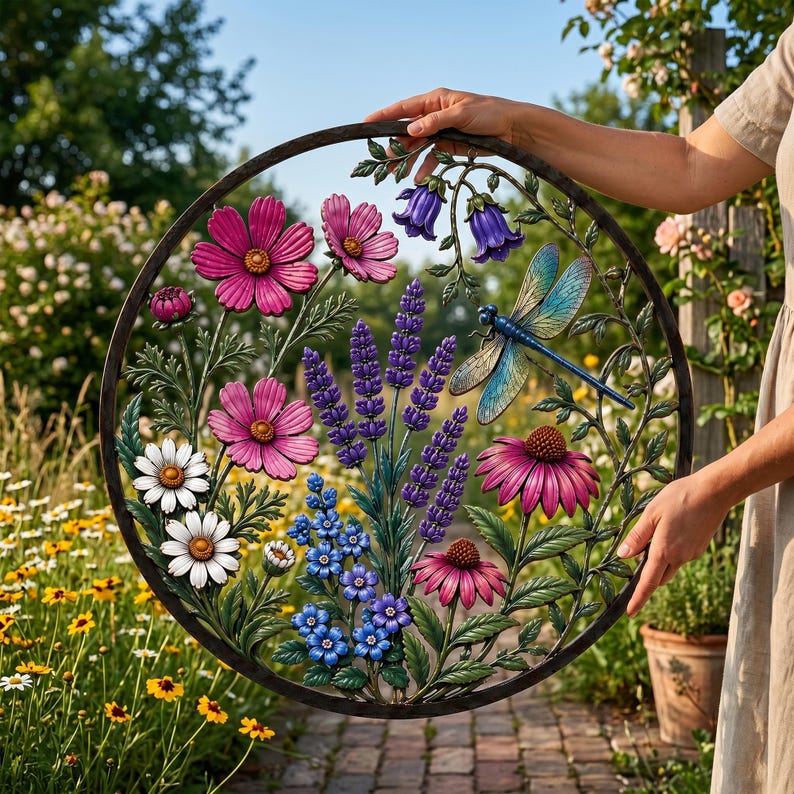 Dragonfly Wildflower Garden Wall Decor