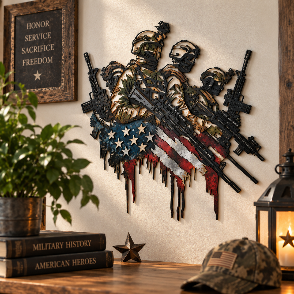 Patriotic Military Soldiers Metal Wall Art