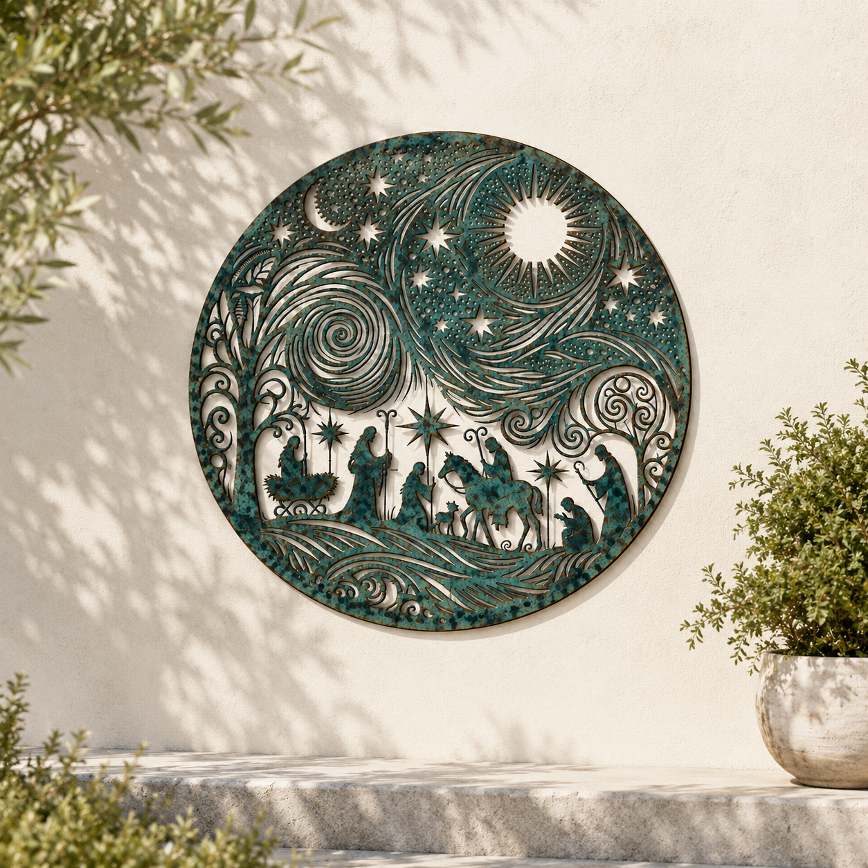 Starry Night Nativity Wall Decor