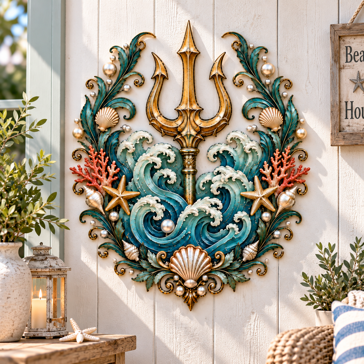 Poseidon’s Trident Metal Wall Decor