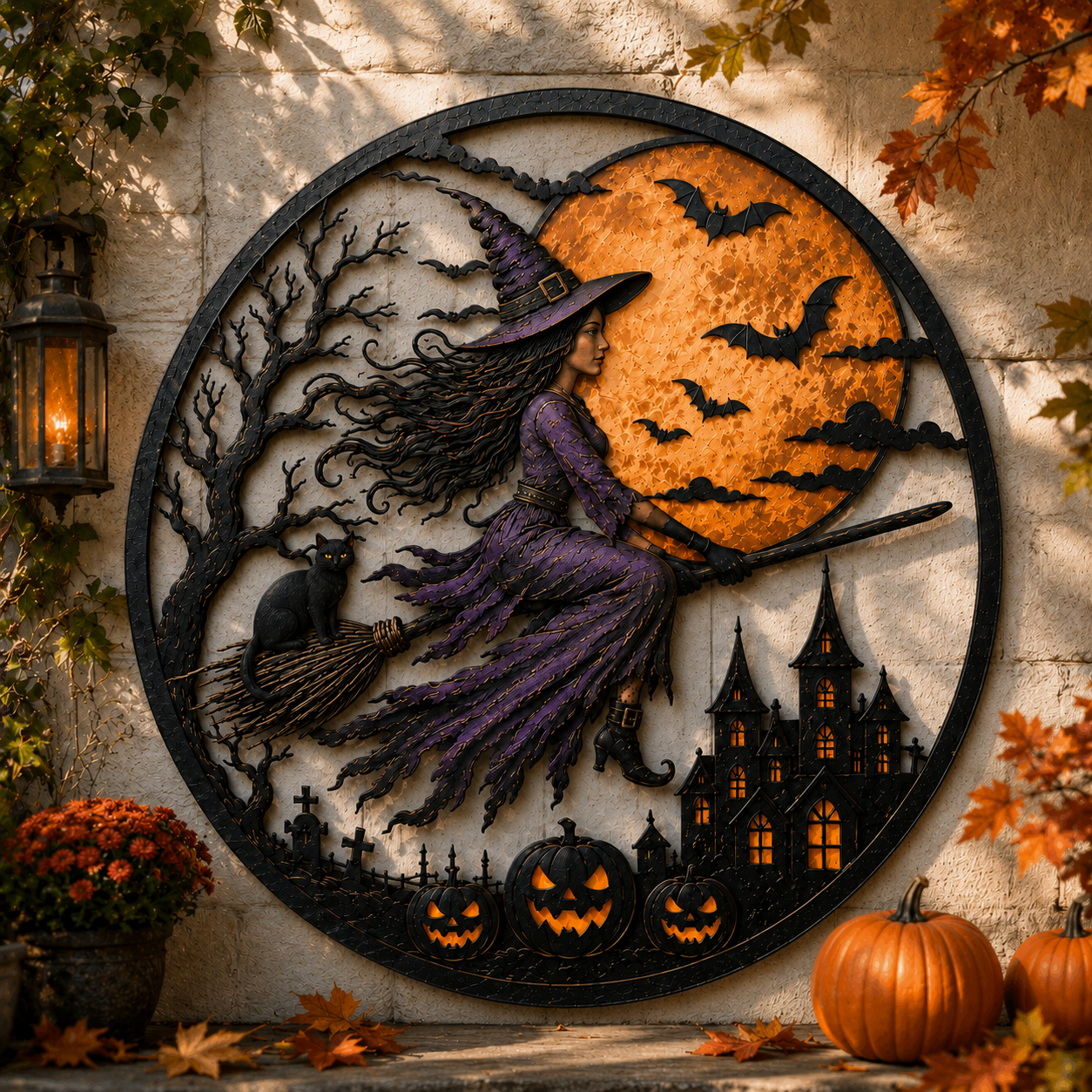 Witch Moon Halloween Metal Wall Decor
