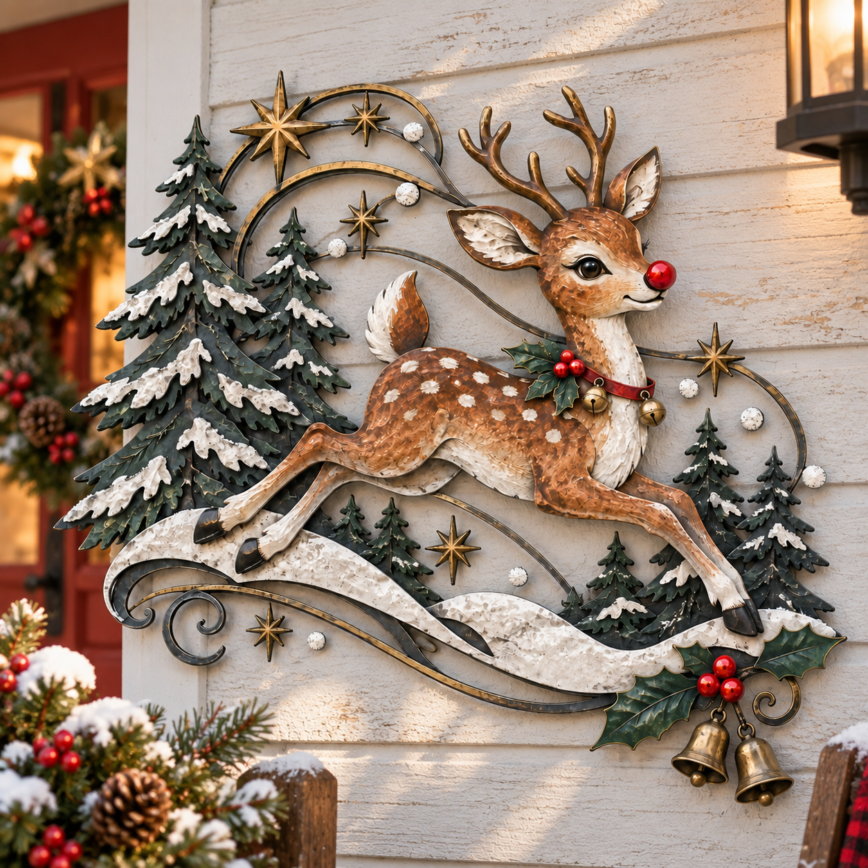 Christmas Reindeer Metal Wall Decor