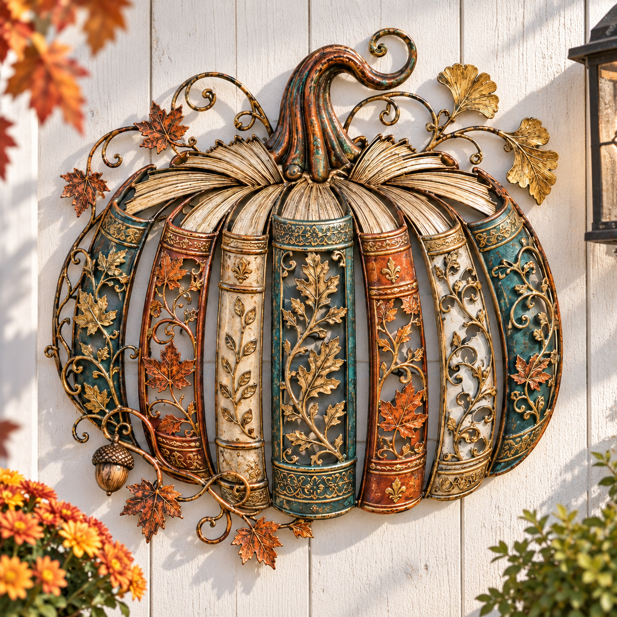 Book Pumpkin Fall Metal Wall Decor