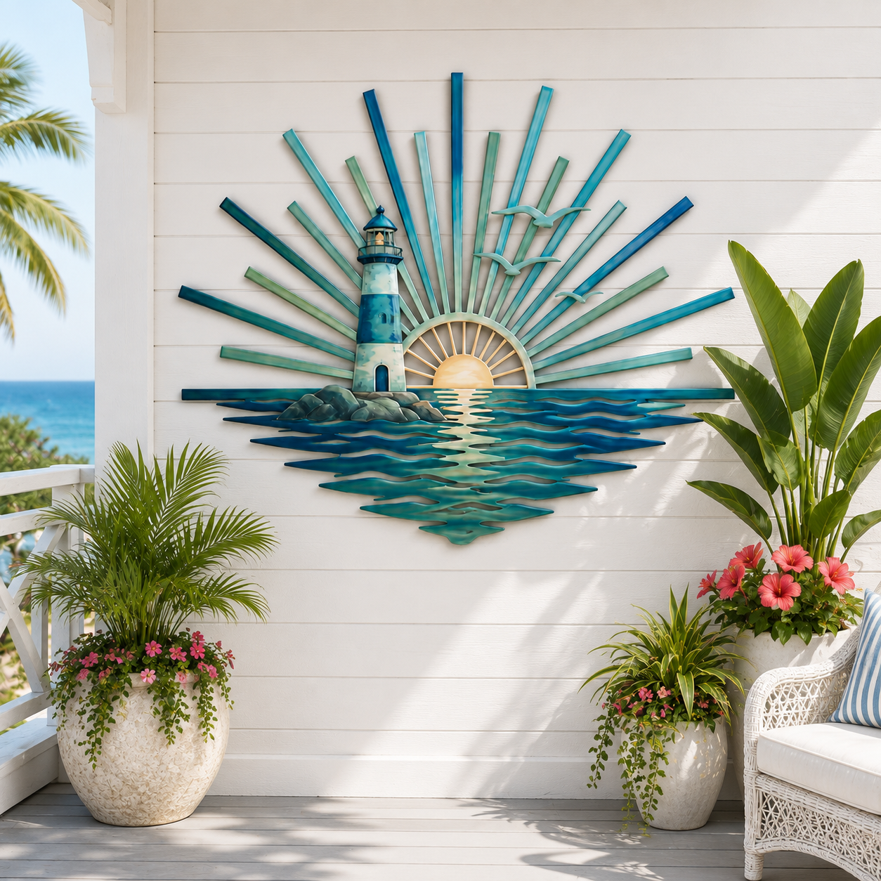 Lighthouse Sunset Ocean Wall Decor