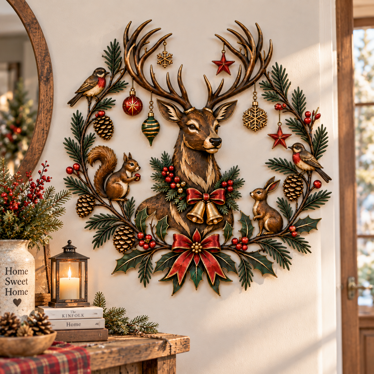 Christmas Deer Woodland Metal Wall Decor