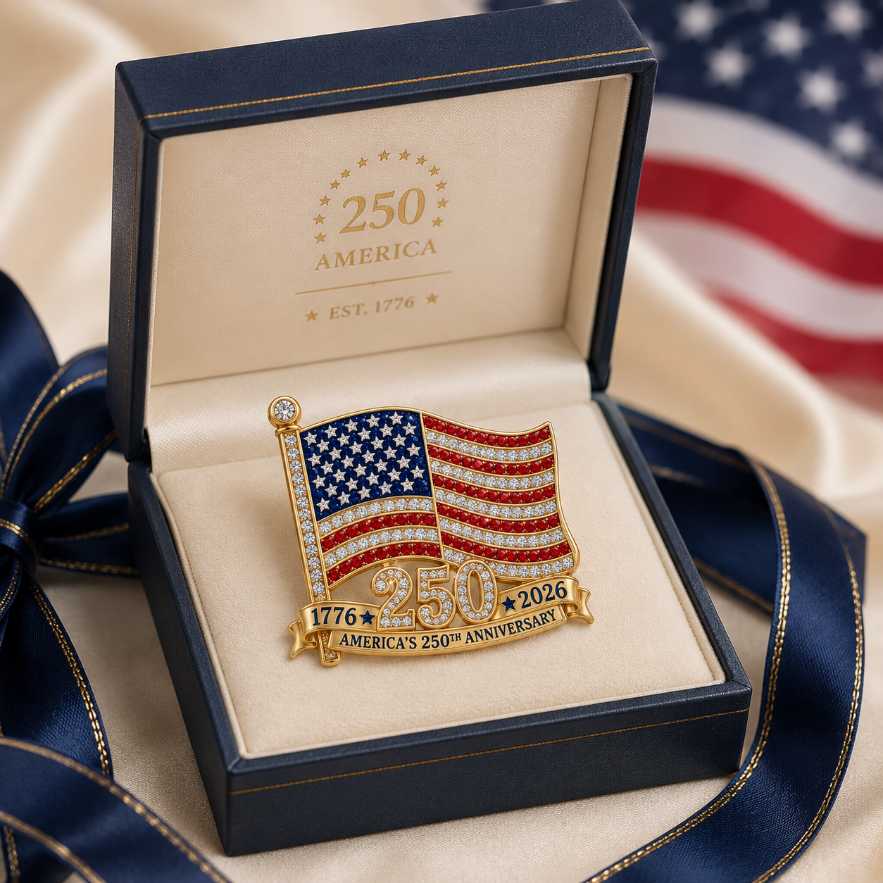 America’s 250th Anniversary Rhinestone Flag Pin