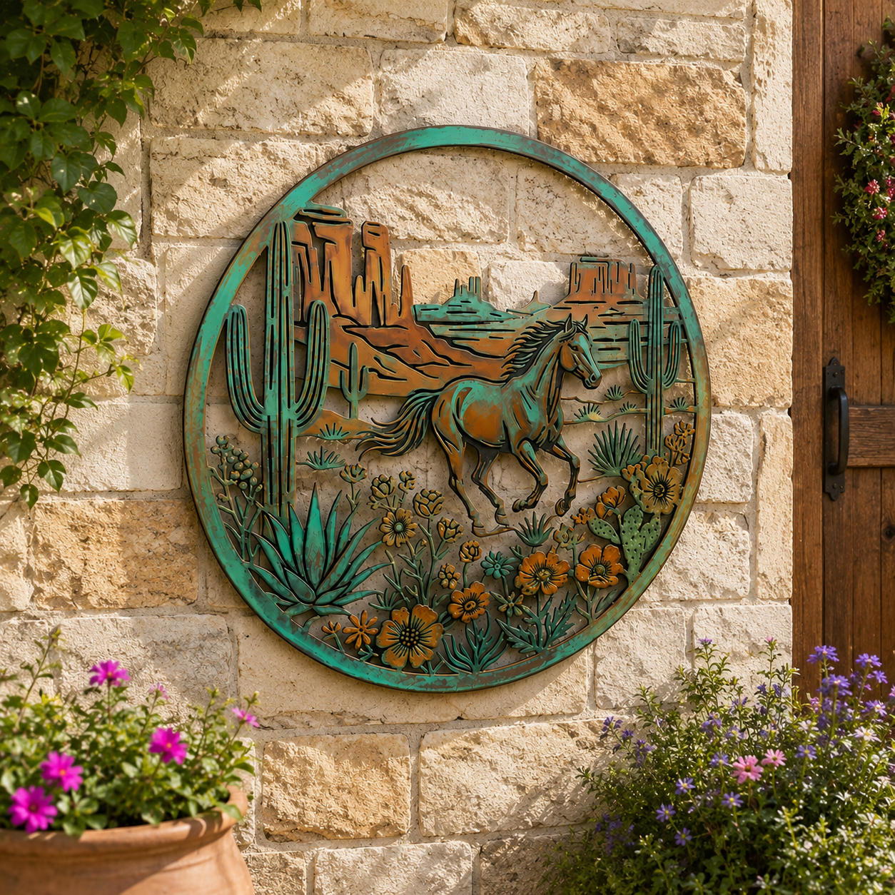 Western Horse Desert Garden Wall Decor