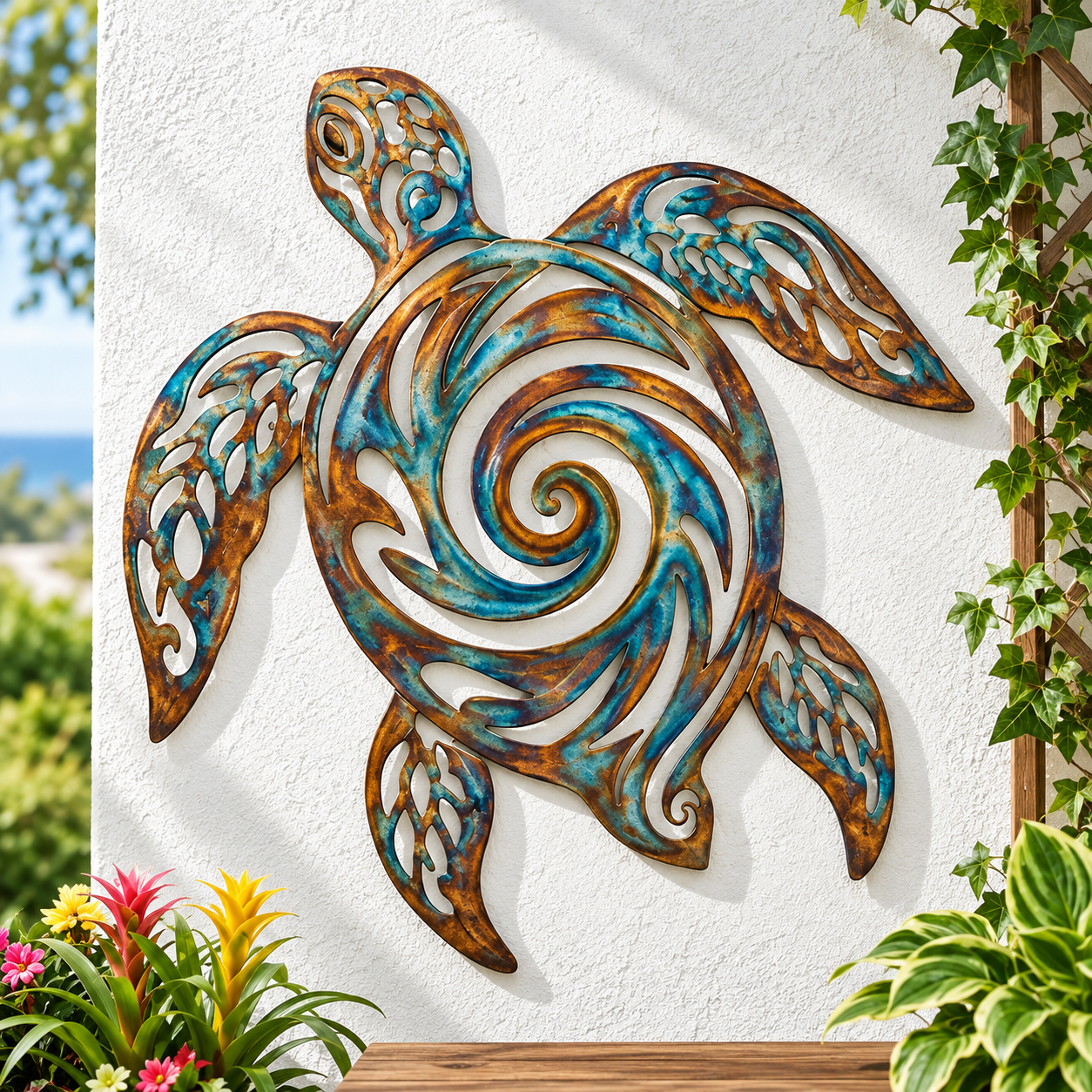 Coastal Sea Turtle Metal Wall Decor