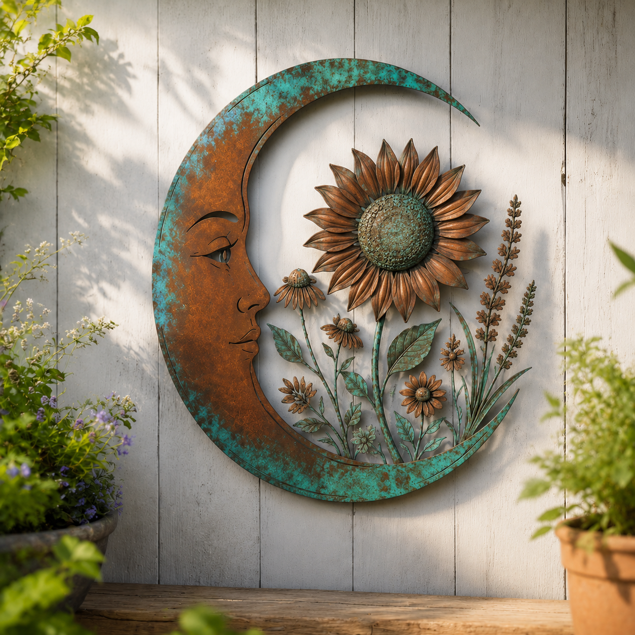 Crescent Moon Sunflower Wall Decor