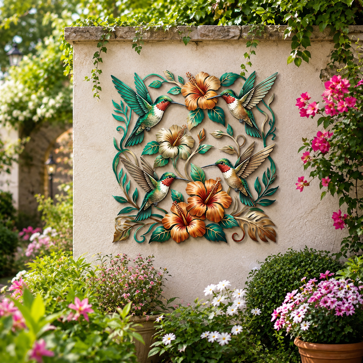 Tropical Hummingbird Metal Wall Decor