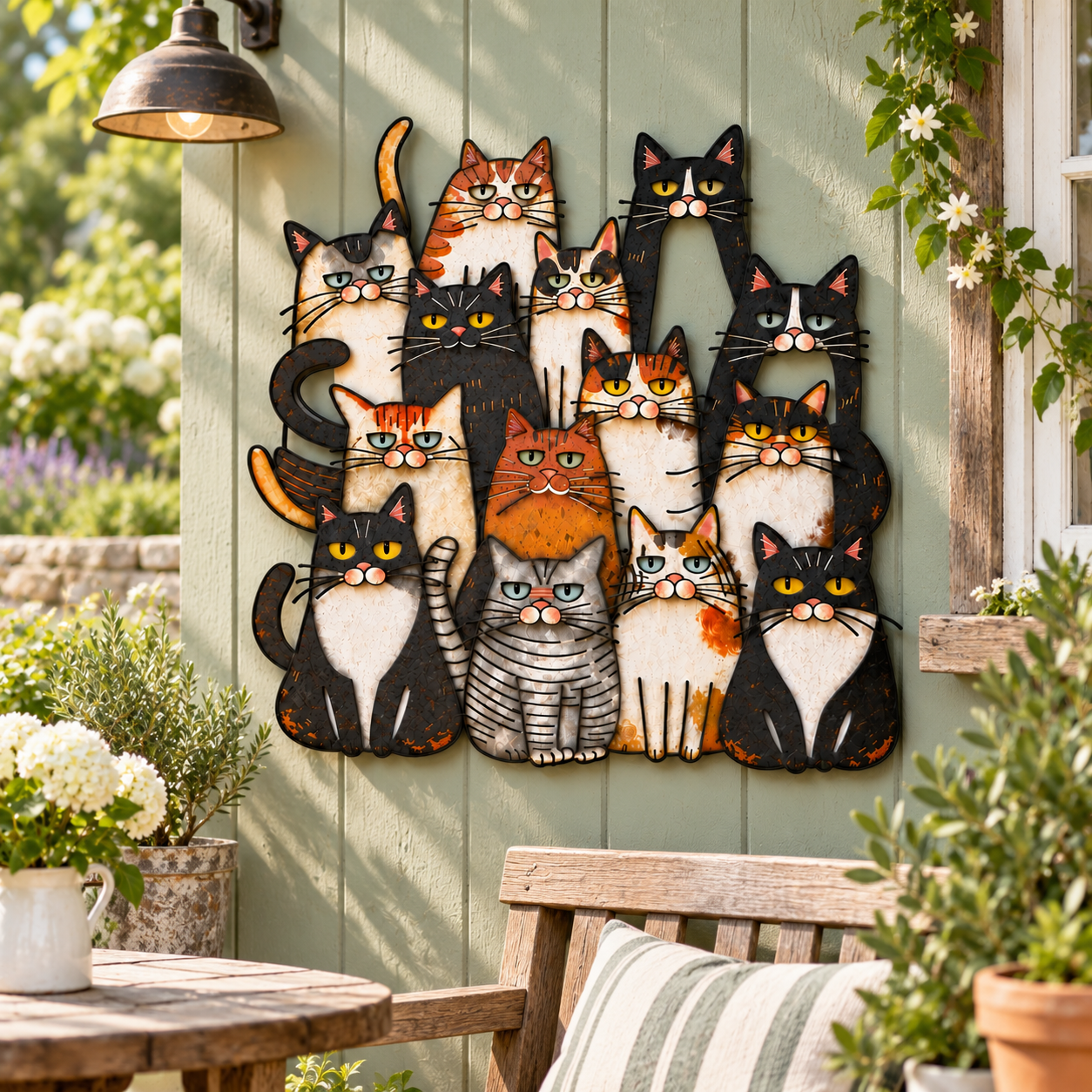 Funny Cat Family Metal Wall Decor